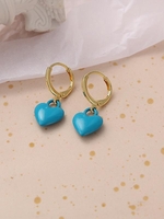 Heart Charm Candy Color Drop Earrings