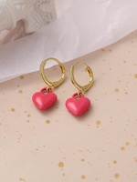 Heart Charm Candy Color Drop Earrings