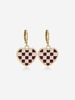 Heart Checkerboard Pattern Huggies Earrings