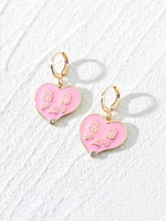 Heart Crying Face Huggies Earrings