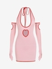 Heart Cut Halter Mini Dress with Detachable Sleeves S Light pink