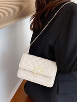Heart Decor Topstitching Chain Crossbody Bag
