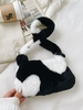 Heart Floral Pattern Faux Fur Shoulder Bag