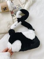 Heart Floral Pattern Faux Fur Shoulder Bag