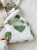 Heart Floral Pattern Faux Fur Shoulder Bag