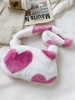 Heart Floral Pattern Faux Fur Shoulder Bag
