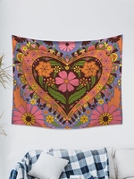 Heart Floral Print Tapestry
