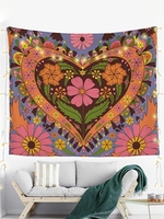 Heart Floral Print Tapestry