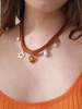 Heart Flower Faux Pearl Charm Braided Rope Necklace
