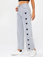 Heart Graphic Baggy Jeans S Light blue