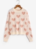 Heart Graphic Crew Neck Sweater S Light pink