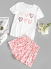 Heart Leopard Lounge Shorts Set S White