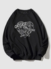 Heart Letter Graphic Sweatshirt L Black