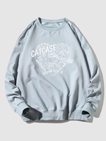 Heart Letter Graphic Sweatshirt M Light blue
