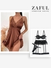 Heart Mesh Garter Lingerie Set With Lace Spliced Chemise Night Slip Dress Black