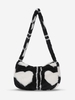 Heart Pattern Fluffy Faux Fur Zippered Shoulder Bag