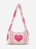 Heart Pattern Fluffy Faux Fur Zippered Shoulder Bag