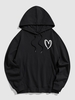 Heart Pattern Graphic Hoodie M Black