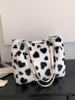 Heart Pattern Plush Tote Bag