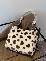 Heart Pattern Plush Tote Bag