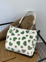 Heart Pattern Plush Tote Bag