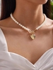 Heart Pendant Faux Pearl Necklace