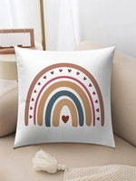 Heart Rainbow Pattern Plush Pillowcase