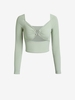 Heart Ring Cut Out Ribbed Tee L Light green