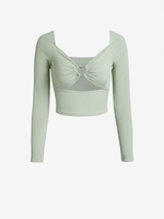 Heart Ring Cut Out Ribbed Tee L Light green