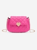 Heart Shaped Metal Quilted Chain Crossbody Bag