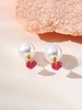 Heart-shaped Zircon Pearl Front And Rear Earrings