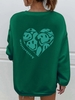 Heart Smiling Face Print Pullover Sweatshirt Xl Deep green