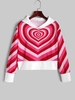 Heart Striped Contrast Trim Hoodie L White