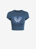 Heart Wings Graphic Baby Tee L Deep blue
