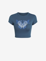 Heart Wings Graphic Baby Tee L Deep blue