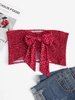 Hearts Smocked Bowknot Bandeau Top L Red