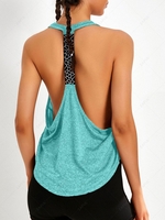 Heather Geometric Tape Y Line Sport Tank Top Xl Blue