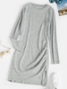 Heather Knitted Ruched Tulip Dress M Light gray
