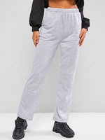 Heather Pocket High Waisted Straight Sweatpants S Light gray