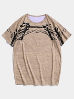 Heathered Geo Short Sleeve Sport T-shirt S Khaki