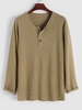 Heathered Henley T Shirt M Light coffee
