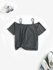 Heathered Marl Cold Shoulder Tee S Gray