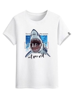 Help Me Shark Graphic Basic T-shirt M White