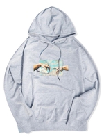 Helping Hands Vintage Graphic Front Pocket Lounge Hoodie Xs Gray