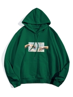 Helping Hands Vintage Graphic Front Pocket Lounge Hoodie Xs Jungle green