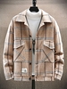 Herringbone Pattern Cargo Pockets Plaid Jacket Xs Light coffee