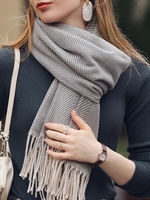Herringbone Pattern Fringe Scarf