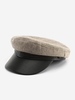 Herringbone Tweed PU Panel Beret Hat