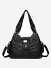 High Capacity PU Leather Solid Color Cable Design Shoulder Bag