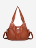 High Capacity PU Leather Solid Color Cable Design Shoulder Bag